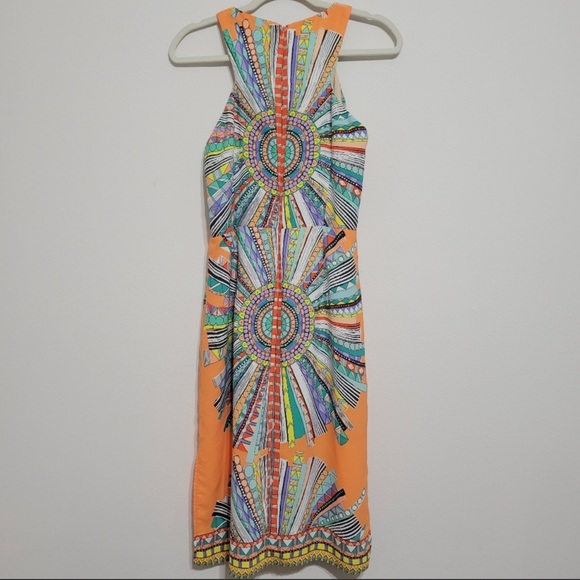 Gianni Bini Orange Muliti-colored Midi dress - Picture 4 of 9